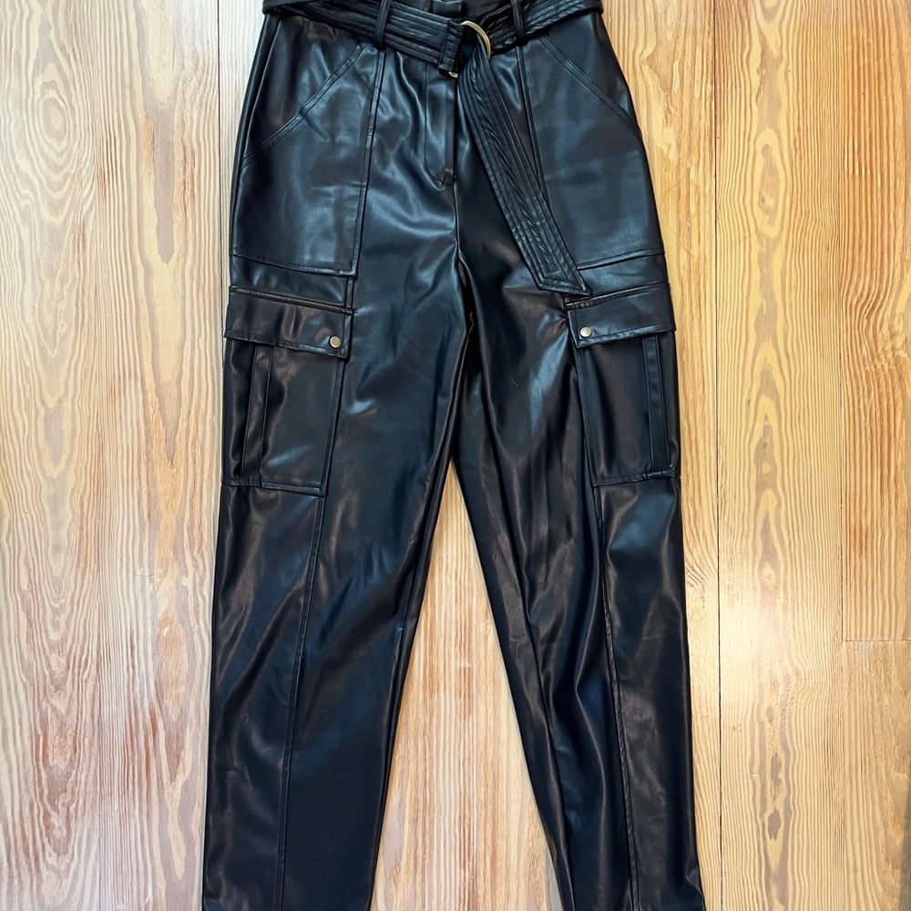 Jason Wu Black Leather Cargo Pants
